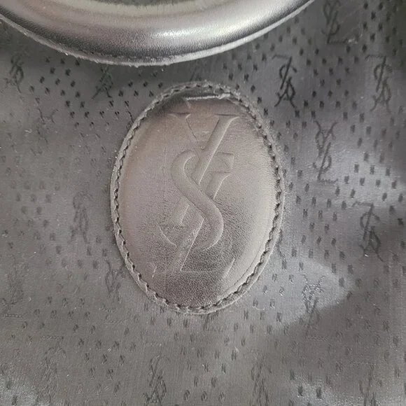 Yves Saint Laurent YSL Travel Bag Black Canvas Leather Duffle Shoulder Bag - Picture 4 of 12